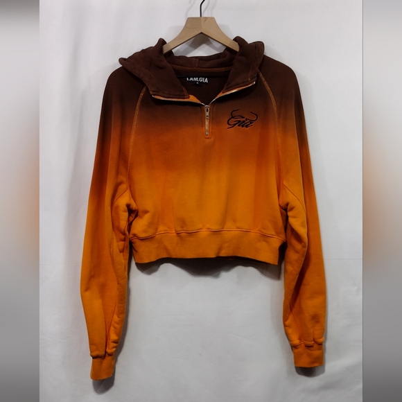 I.AM.GIA Ariana Ombre Hoodie Women S Orange Casual Retro 90s Y2K Boho Streetwear - Picture 2 of 8